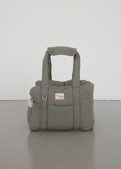 【予約】 DAY CARRY BAG (khaki check)｜犬用キャリーバッグ