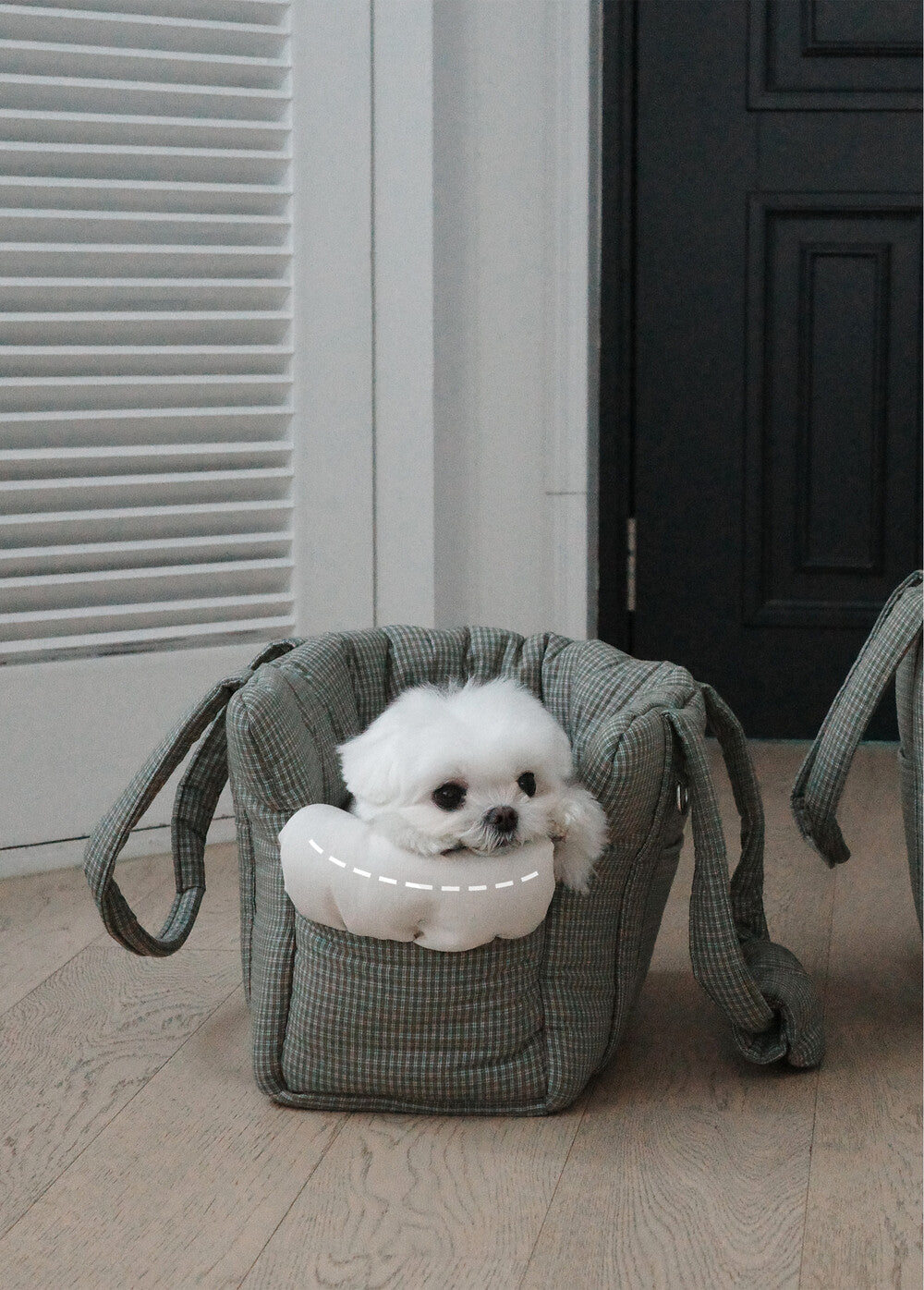 【予約】 DAY CARRY BAG (khaki check)｜犬用キャリーバッグ