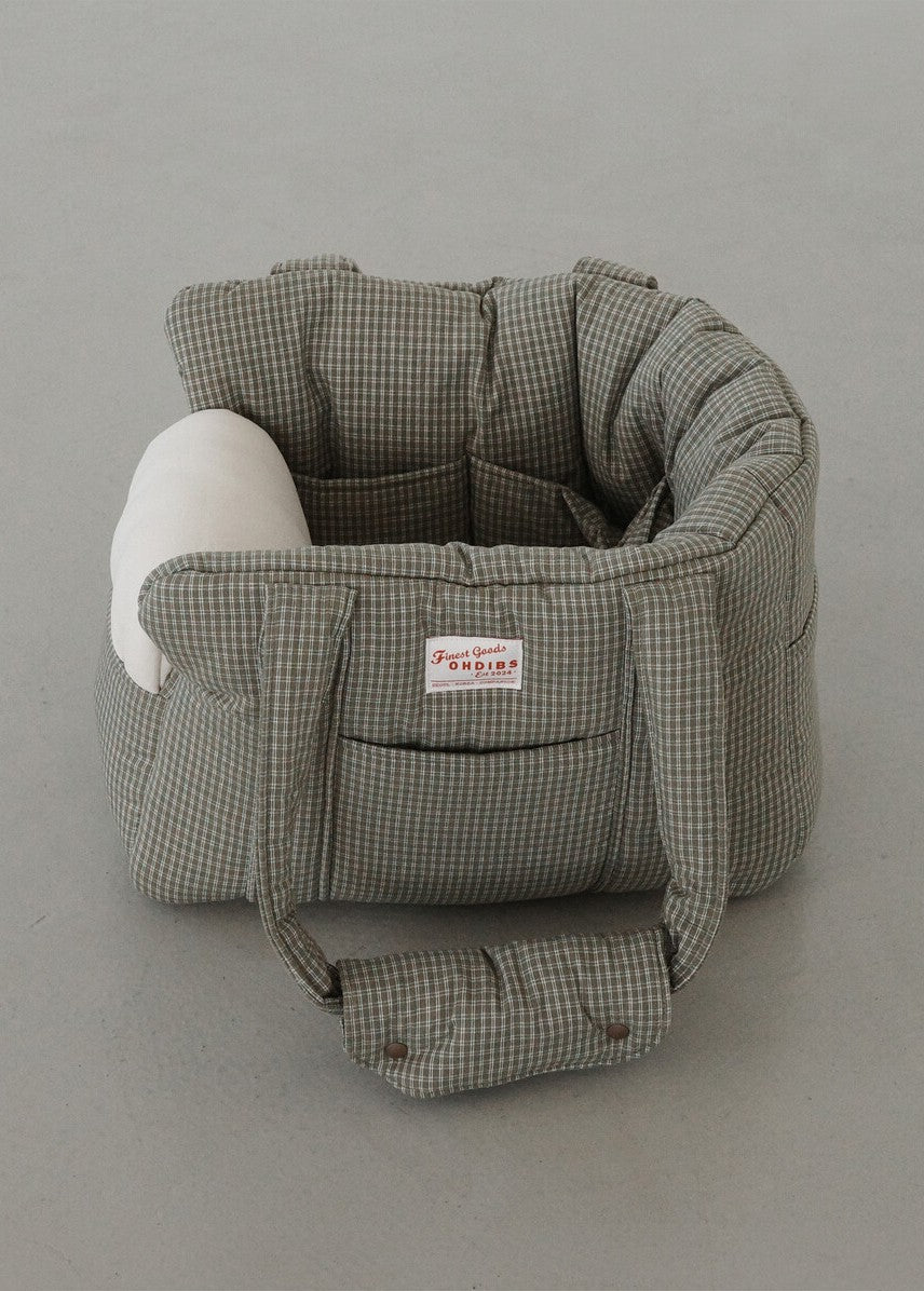 【予約】 DAY CARRY BAG (khaki check)｜犬用キャリーバッグ