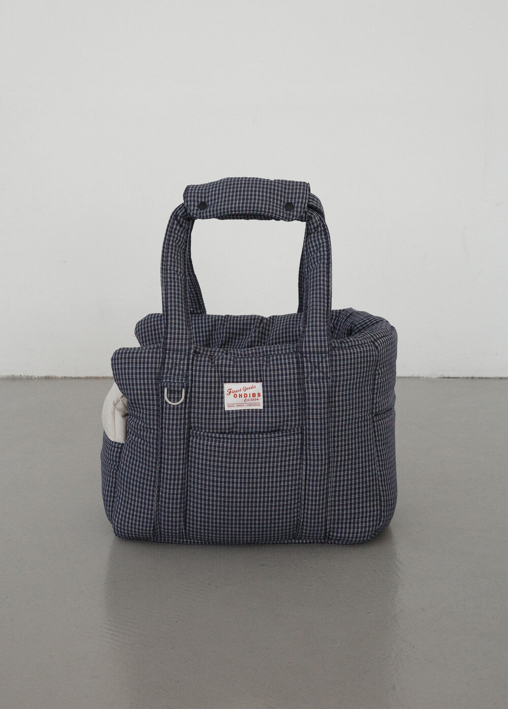 【予約】 DAY CARRY BAG (navy check)｜犬用キャリーバッグ