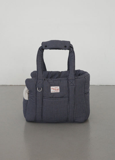 【予約】 DAY CARRY BAG (navy check)｜犬用キャリーバッグ