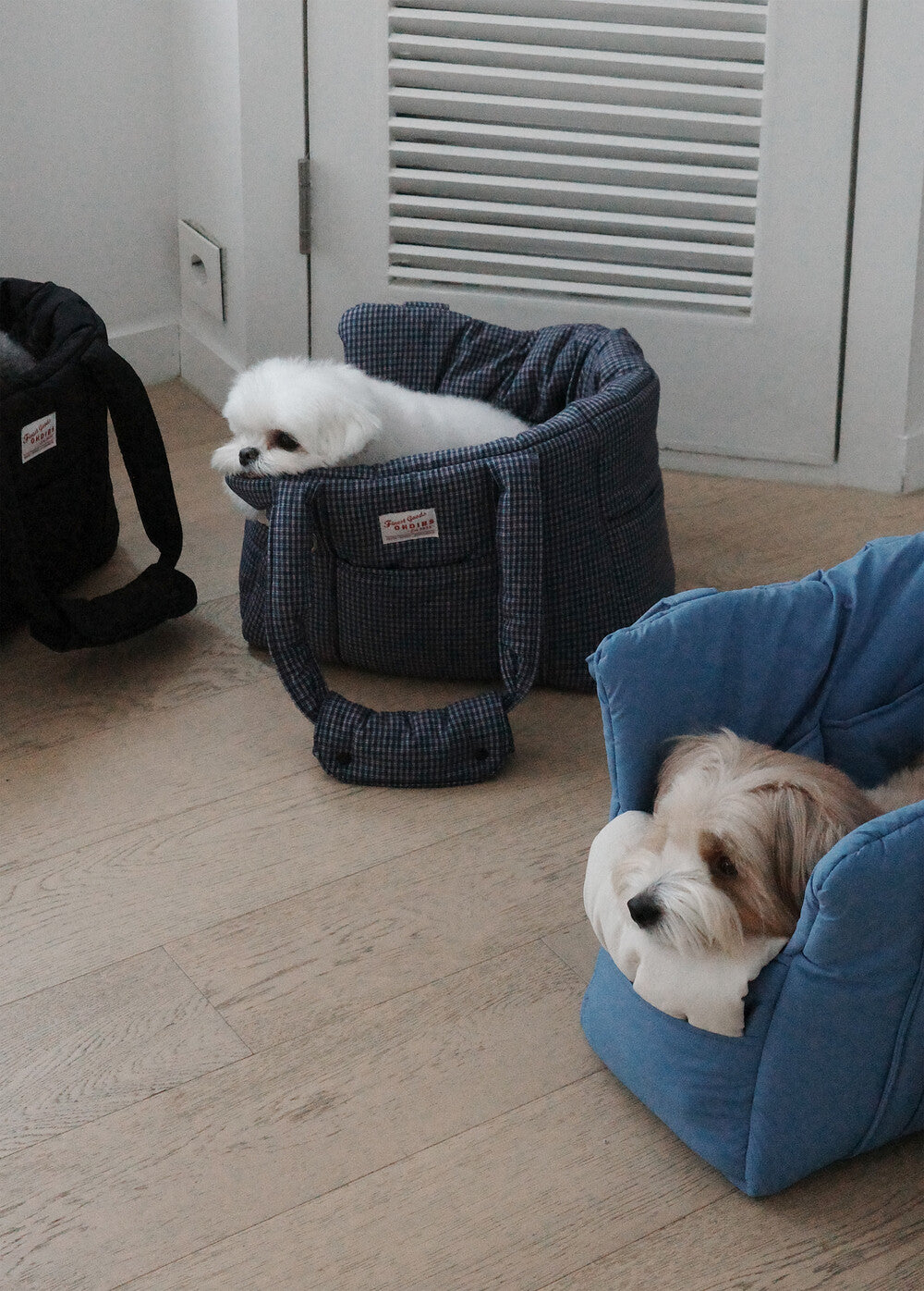 【予約】 DAY CARRY BAG (navy check)｜犬用キャリーバッグ
