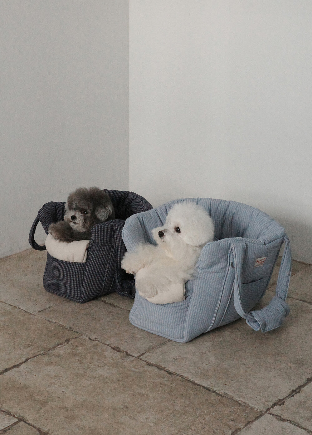 【予約】 DAY CARRY BAG (navy check)｜犬用キャリーバッグ