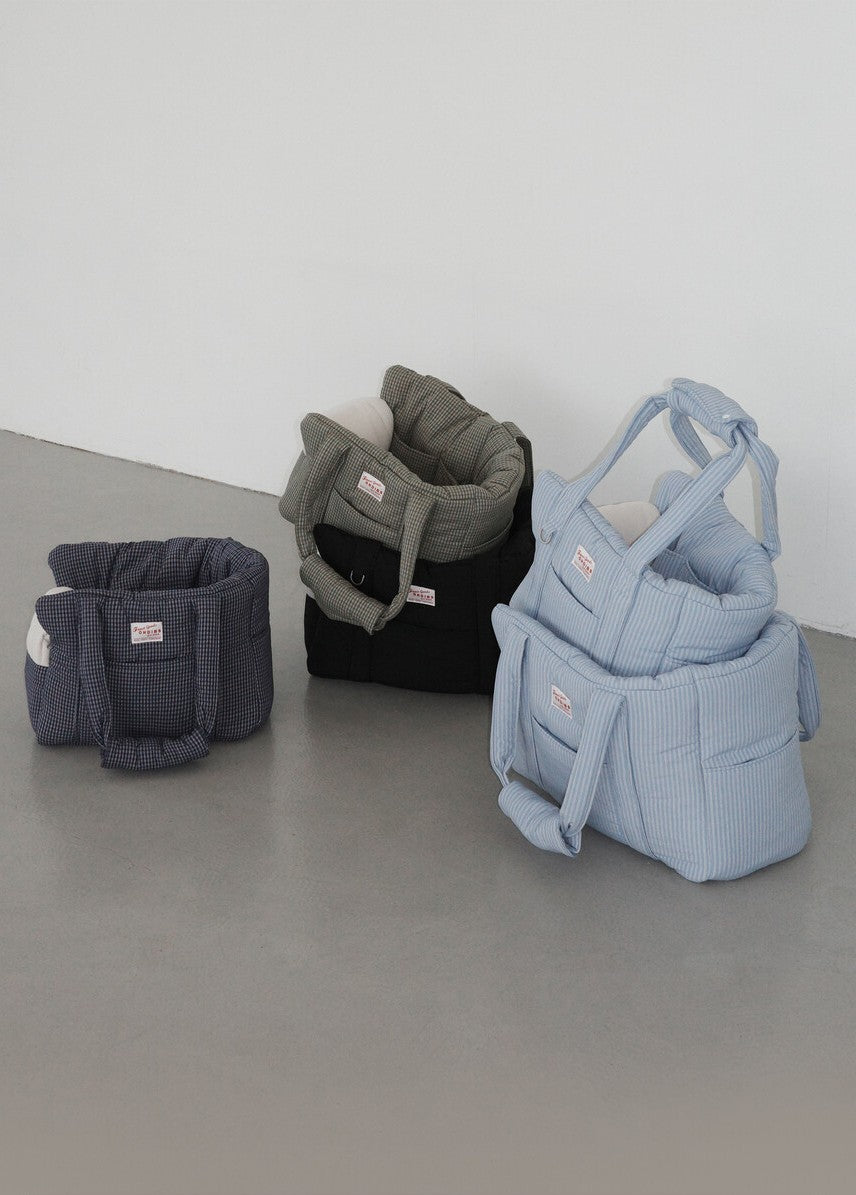 【予約】 DAY CARRY BAG (navy check)｜犬用キャリーバッグ