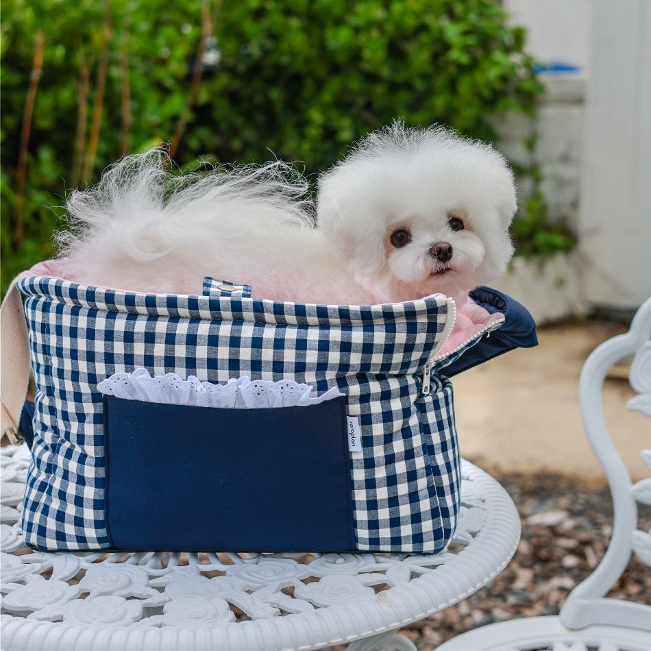 【受注生産】10th cozy check needbag｜犬用キャリーバッグ・スリングバッグ