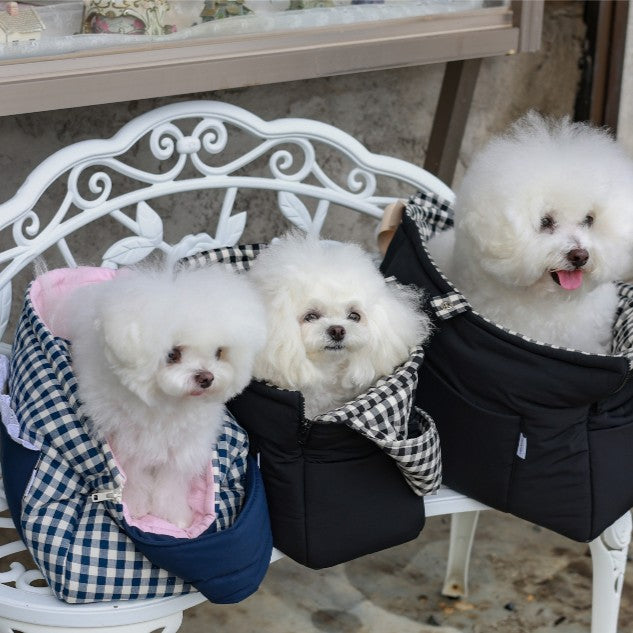 【受注生産】10th cozy check needbag｜犬用キャリーバッグ・スリングバッグ