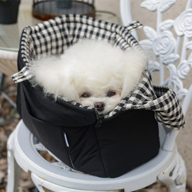 【受注生産】10th cozy check needbag｜犬用キャリーバッグ・スリングバッグ