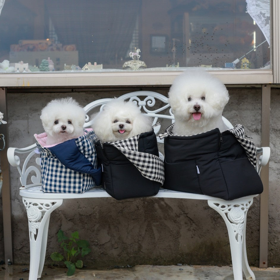 【受注生産】10th cozy check needbag｜犬用キャリーバッグ・スリングバッグ