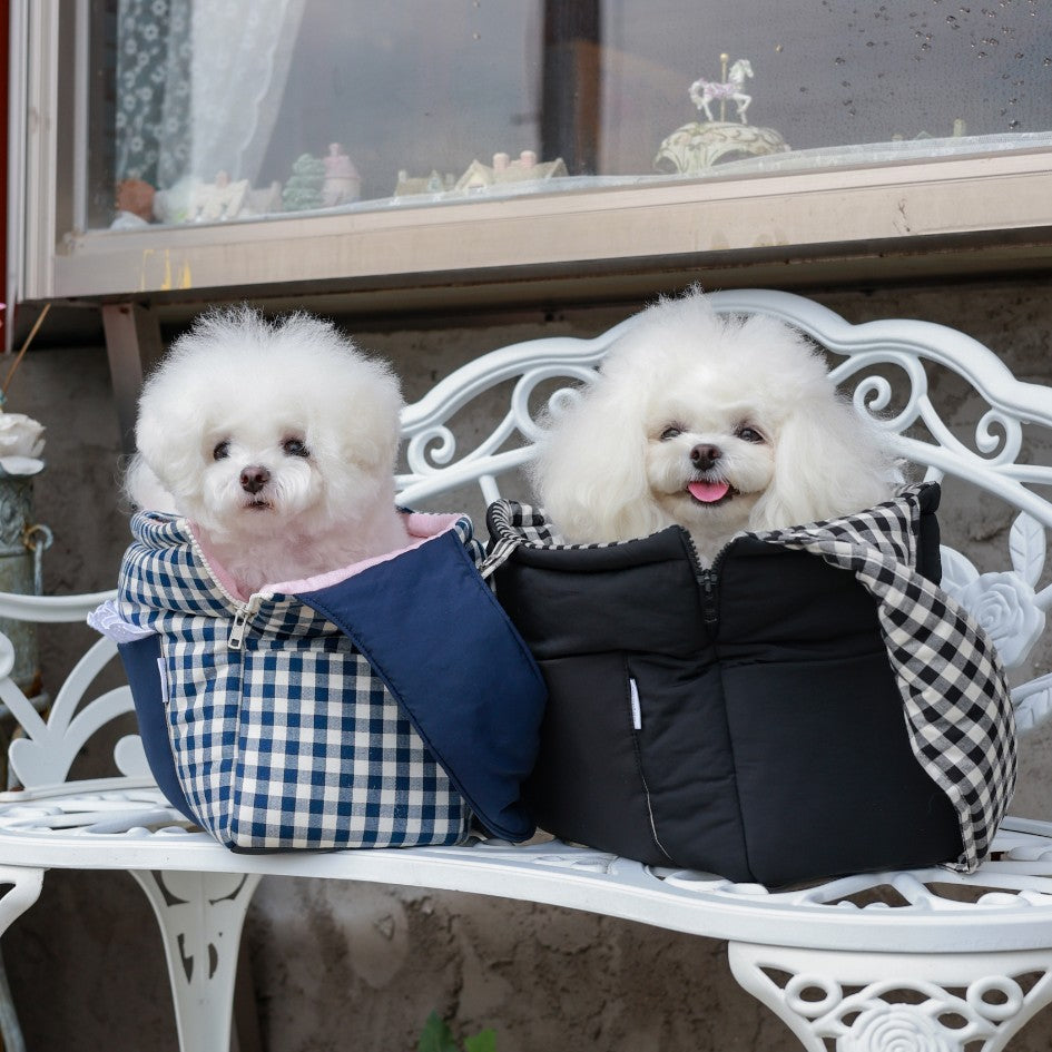 【受注生産】10th cozy check needbag｜犬用キャリーバッグ・スリングバッグ