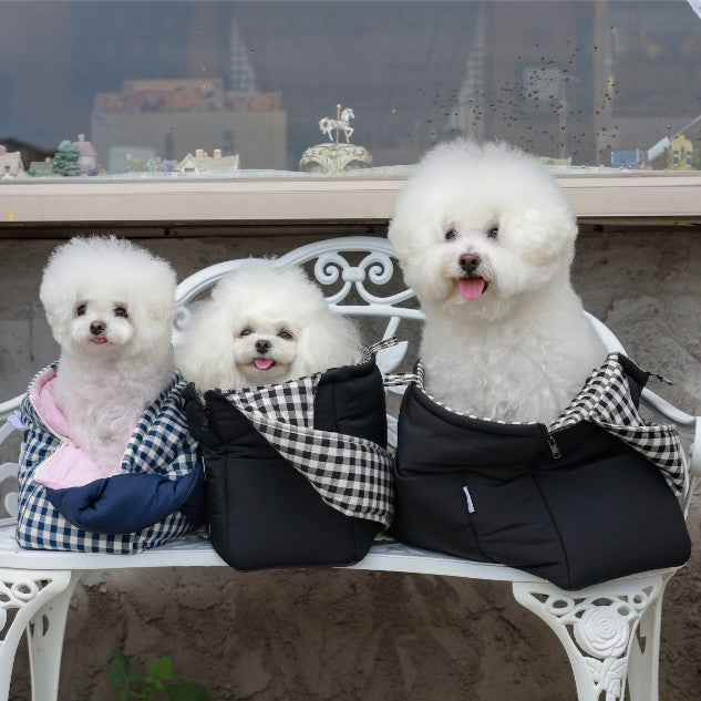 【受注生産】10th cozy check needbag｜犬用キャリーバッグ・スリングバッグ