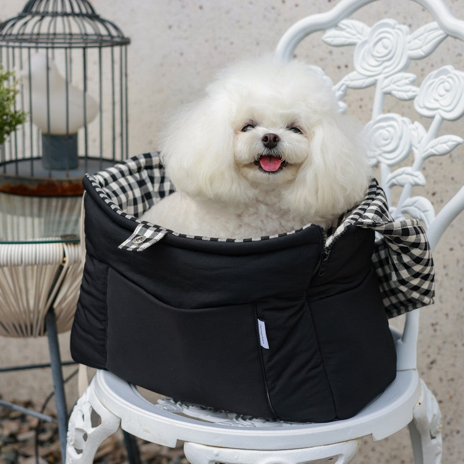 【受注生産】10th cozy check needbag｜犬用キャリーバッグ・スリングバッグ