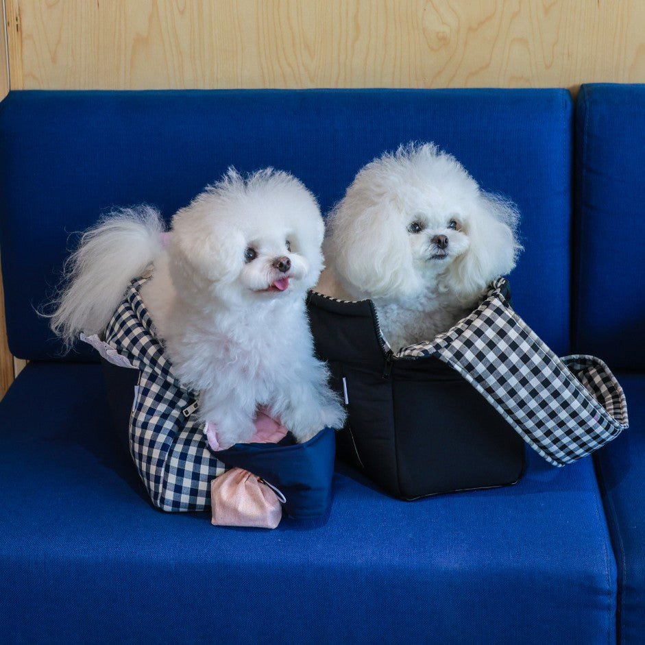 【受注生産】10th cozy check needbag｜犬用キャリーバッグ・スリングバッグ