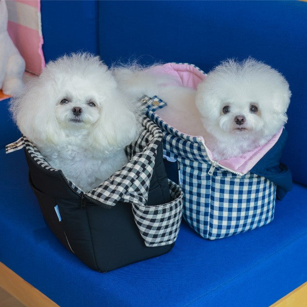 【受注生産】10th cozy check needbag｜犬用キャリーバッグ・スリングバッグ