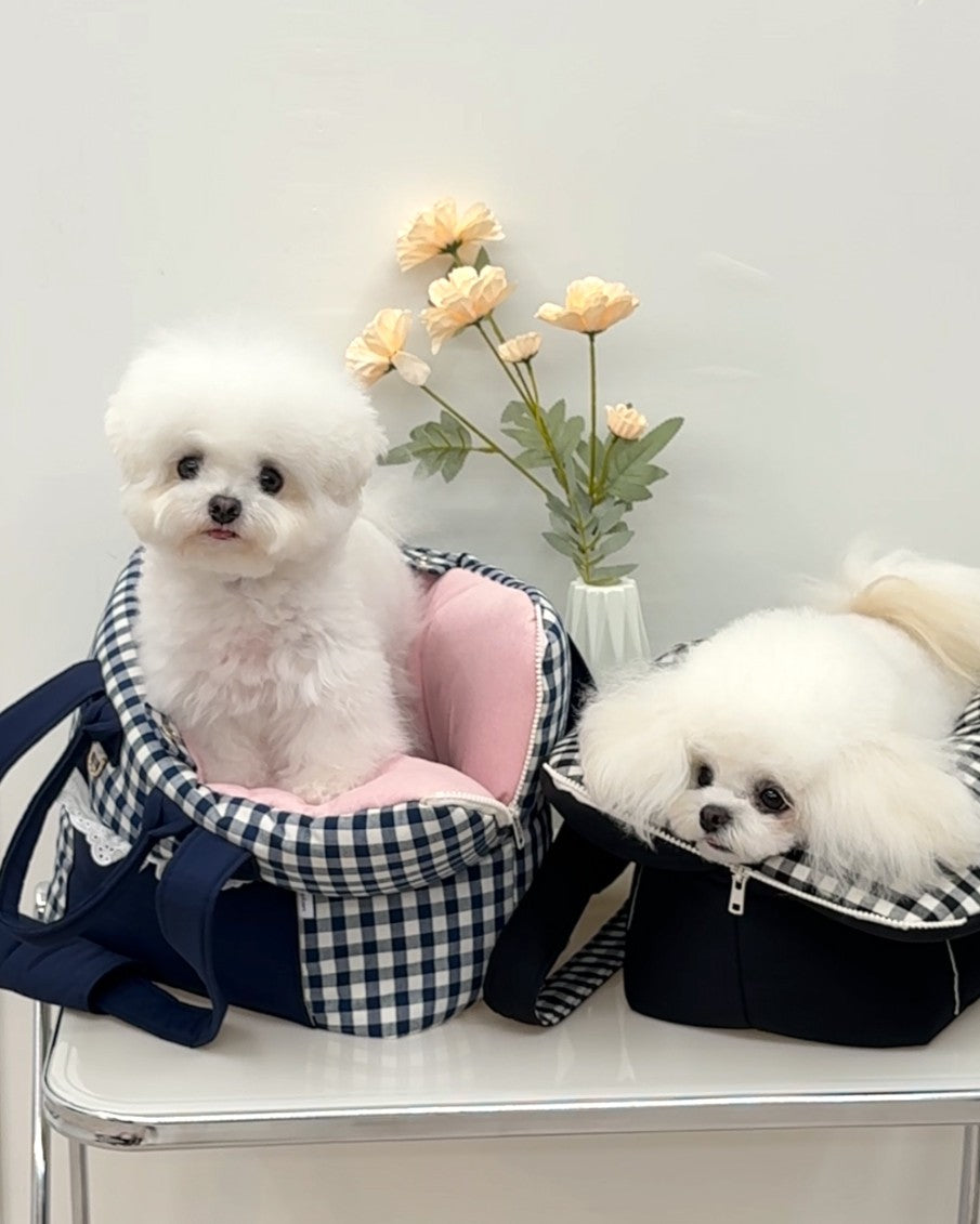 【受注生産】13th cozy check rorobag｜犬用キャリーバッグ