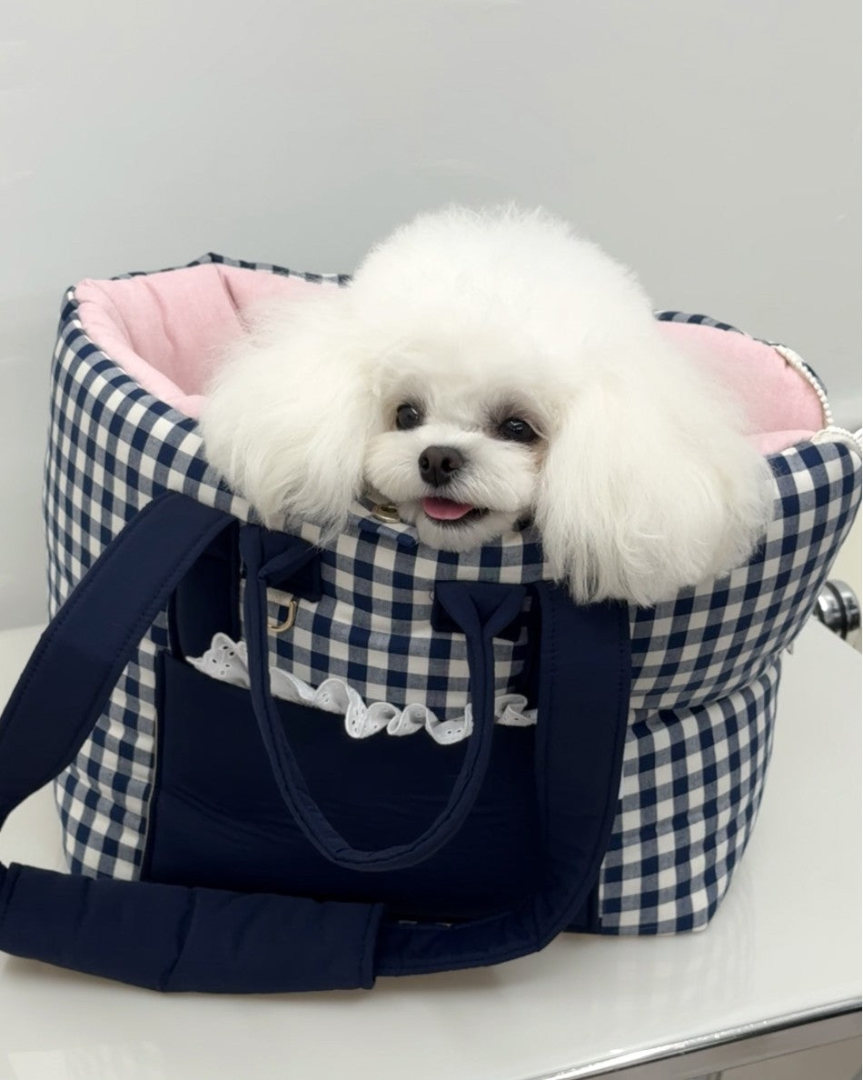 【受注生産】13th cozy check rorobag｜犬用キャリーバッグ
