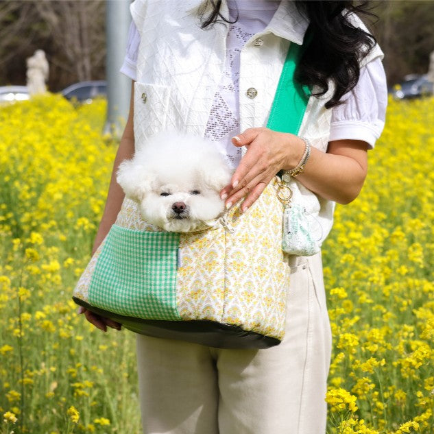 【受注生産】13th sky weave & yellow breeze needbag｜犬用キャリーバッグ・スリングバッグ