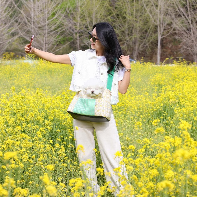 【受注生産】13th sky weave & yellow breeze needbag｜犬用キャリーバッグ・スリングバッグ