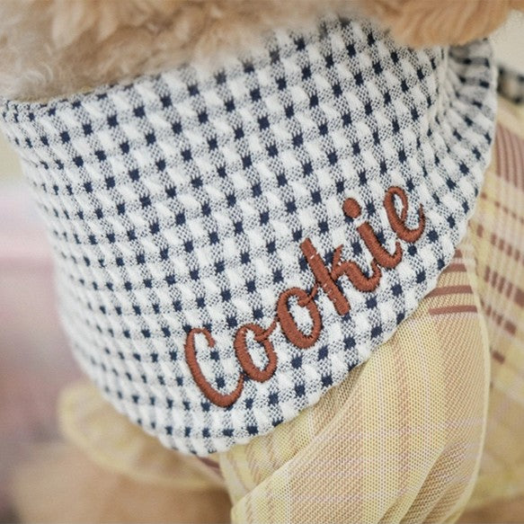 【予約】チェックポップネーミングスカーフ（ネーム刺繍可）